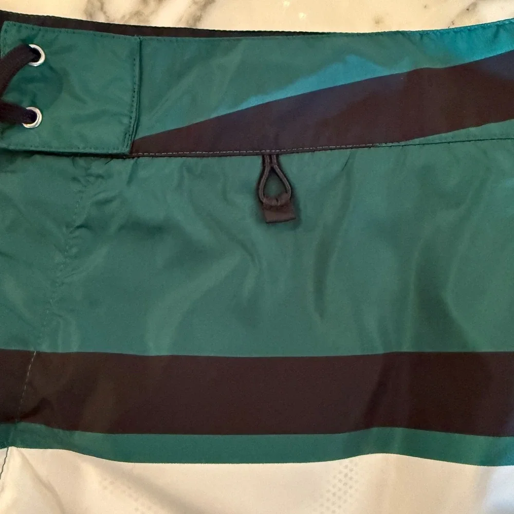 PRADA UB334 Men's Strip‎ Boxer Baiadera Nylon Green Swim Suit Sz. 46- 32